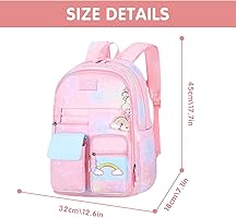 🌈🎀 MOCHILA ARCOÍRIS CON MUCHOS COMPARTIMIENTOS