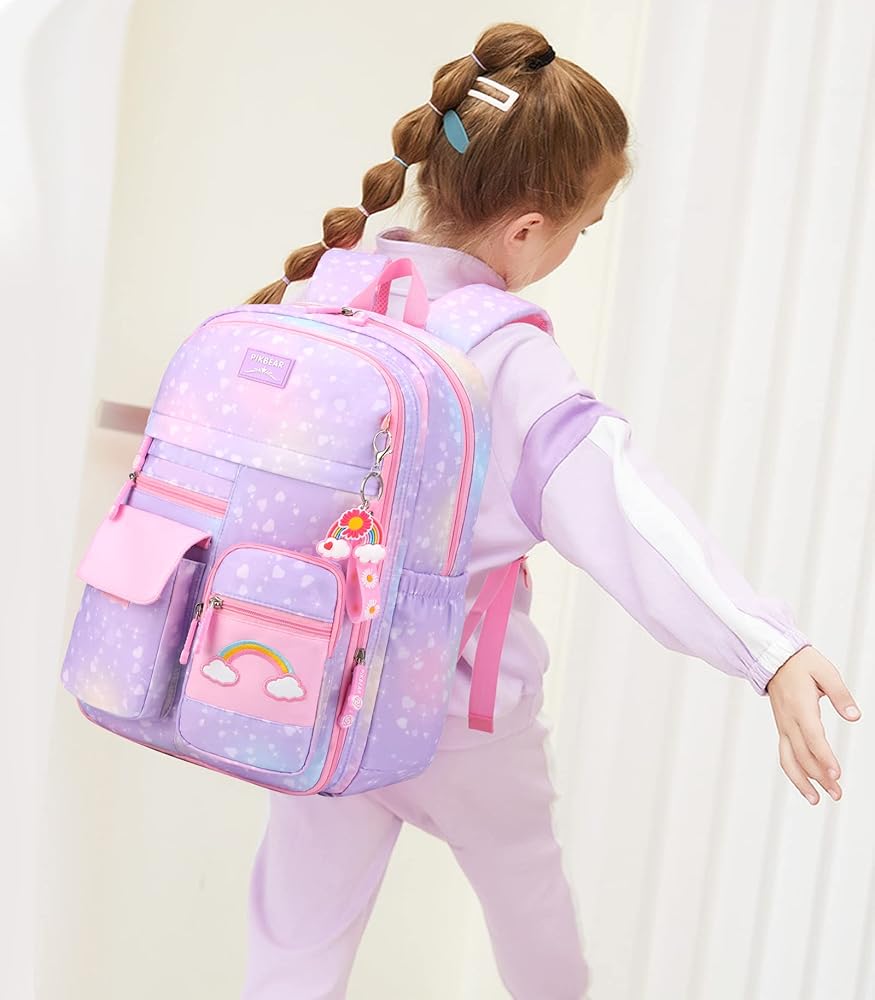 🌈🎀 MOCHILA ARCOÍRIS CON MUCHOS COMPARTIMIENTOS